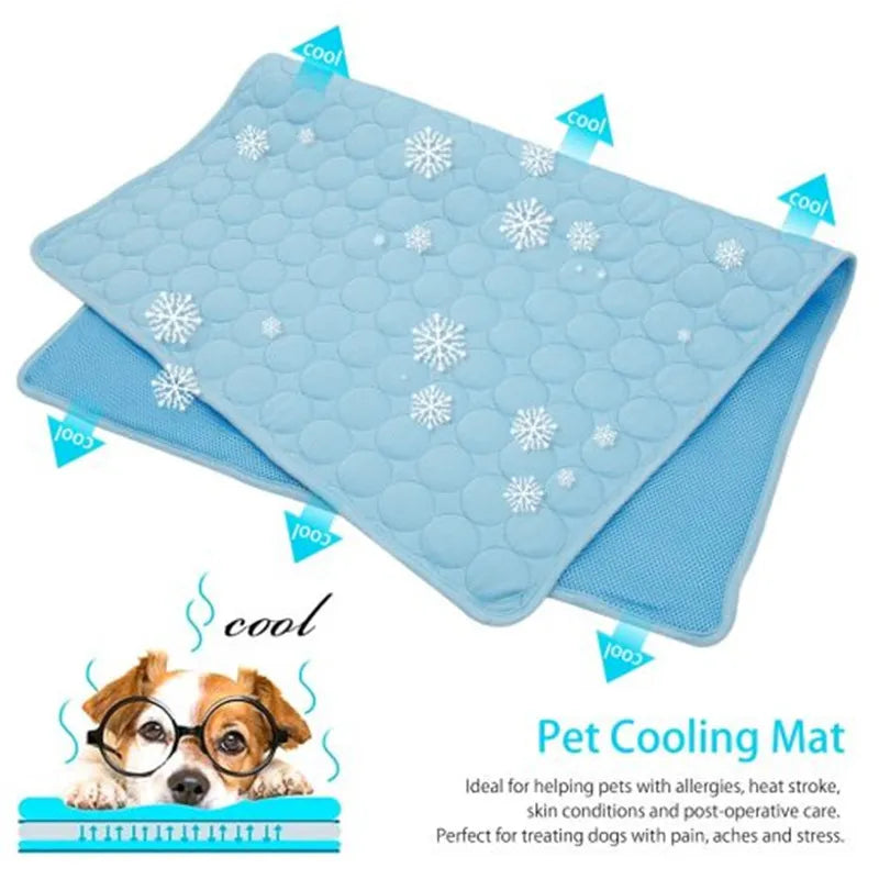 The Ultimate Cooling Pet Mat Breathable Washable Summer Pad Dog Cat Self Cool Blanket for Kennel Crate and Bed Sleeping Ice Silk
