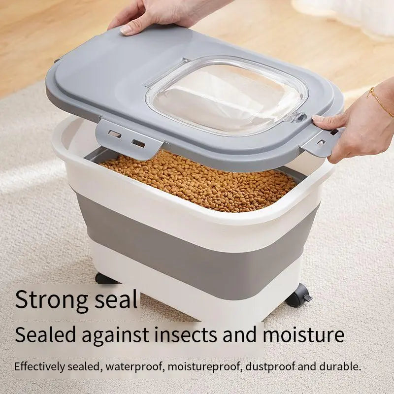 13/33LB Collapsible Cat Dog Food Storage Container Folding Pet Food Container Airtight Sealing Box kitchen Grain Storage Boxes