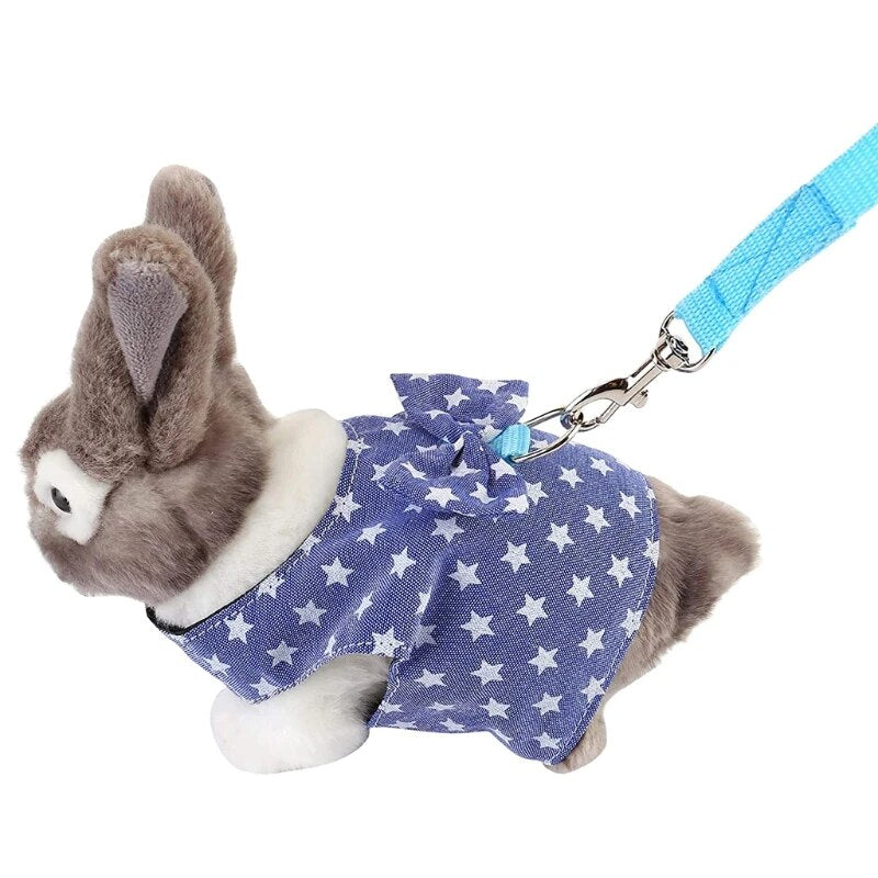 Rabbit Vest Small Animal Outdoor Walking Harness and Leash Set Cute Clothes Harness Strap Leash for Rabbit Bunny Pet Vest