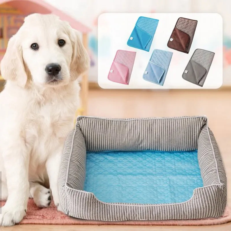 The Ultimate Cooling Pet Mat Breathable Washable Summer Pad Dog Cat Self Cool Blanket for Kennel Crate and Bed Sleeping Ice Silk