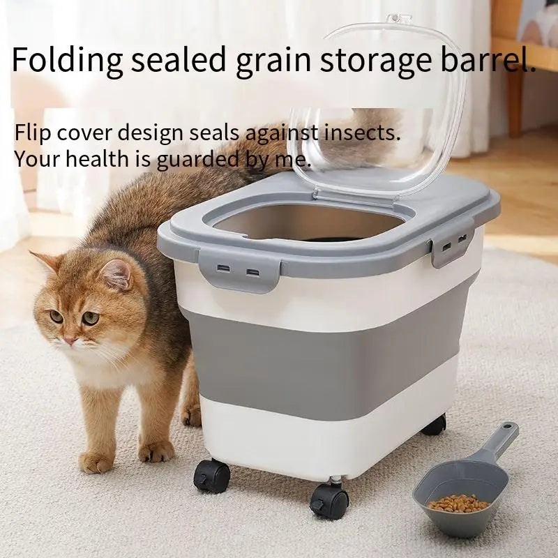 13/33LB Collapsible Cat Dog Food Storage Container Folding Pet Food Container Airtight Sealing Box kitchen Grain Storage Boxes