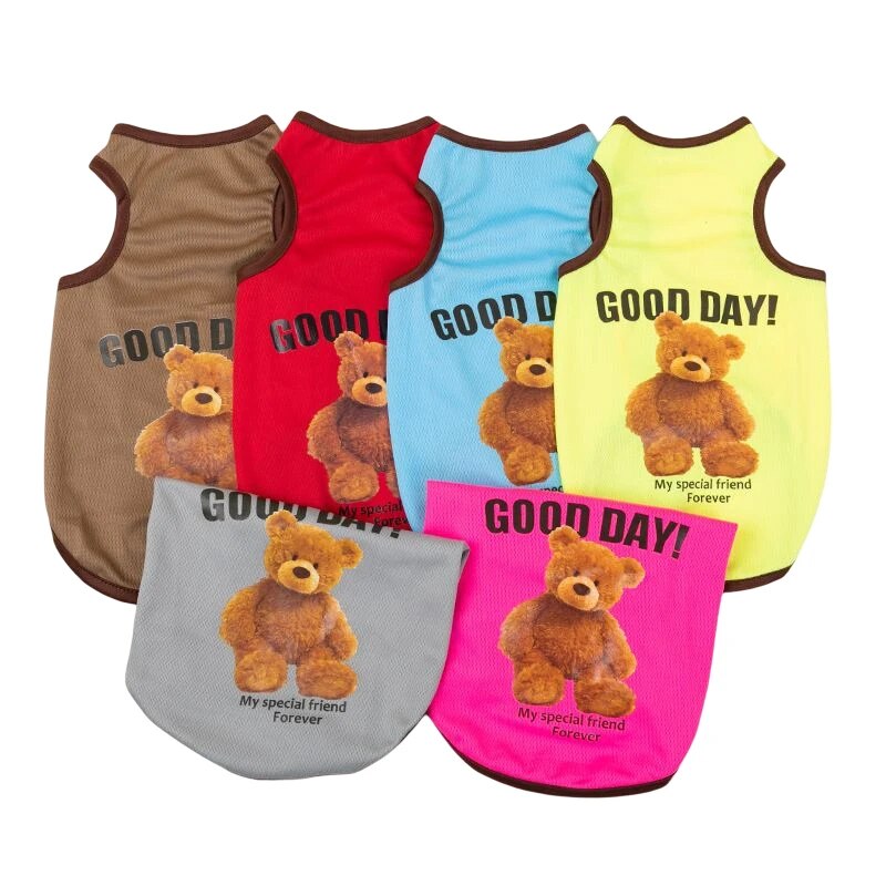 Lovely Bear Dog Clothes For Summer Chihuahua Breathable Mesh Pet Clothes For Small Dogs Cats Puppy Vest Soft T Shirt Yorkies Pug