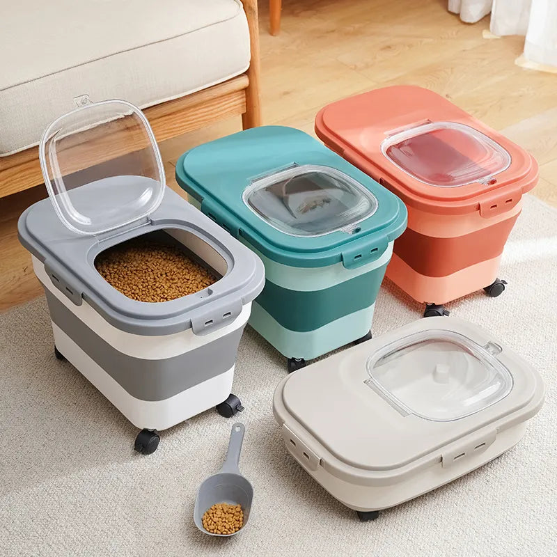 13/33LB Collapsible Cat Dog Food Storage Container Folding Pet Food Container Airtight Sealing Box kitchen Grain Storage Boxes