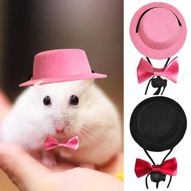 2 Colors Pets Hamster Top Hat Clothes Decor Felt Bow And Top Hat Soft Holiday Supplies Comfortable Adjustable Pet Costume