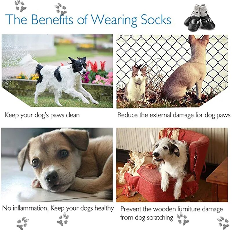 4pcs/Set Dogs Winter Socks Puppy Warm Waterproof Anti-Slip Boots for Small Large Dogs Cats Outdoor Pet Chihuahua Teddy Shoes