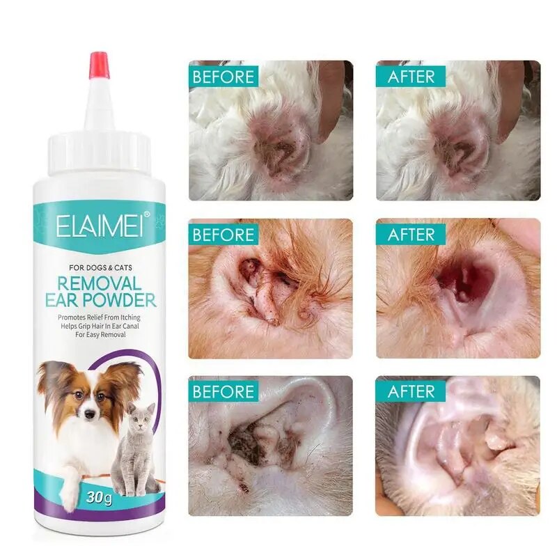 Ear Cleaner Dog Ear Powder For Dogs For Hair Removal Stop Ear Itching Pet Ears Daily Cleaning Health Grooming Cleaning