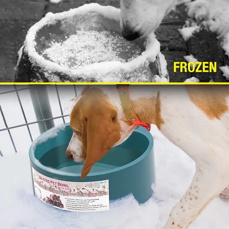 Winter Electric Pet Self Heated Dog Water Bowl Outdoors Heated Feed Bowl Constant Temperature Anti Icing Pet Feeding Accessories