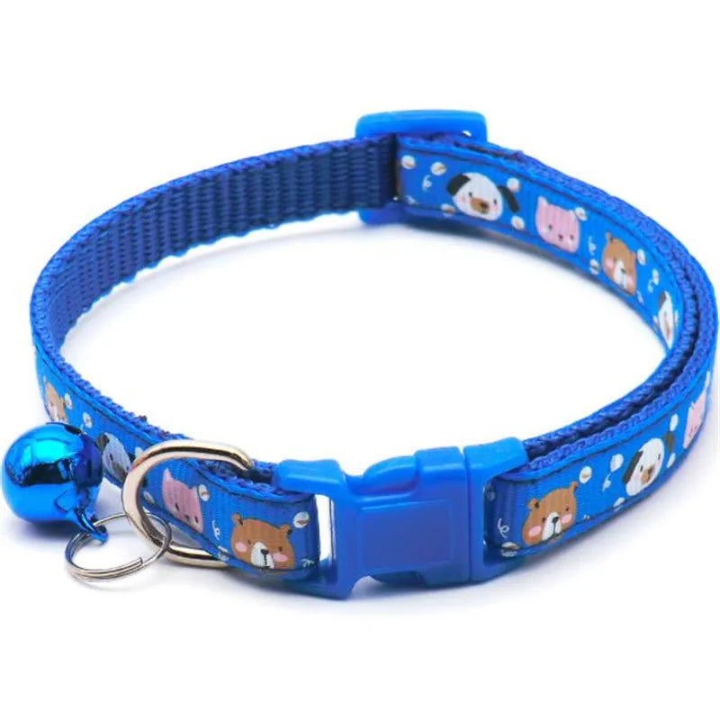 Fashion Pet Dog Collar Colorful Pattern Dog Bear Cute Bell Adjustable Collars For Dog Cats Puppy DIY Pet Accessories